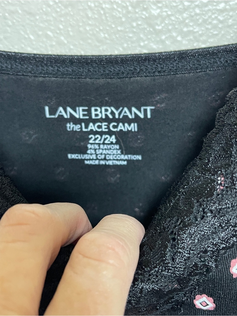 Lane Bryant Black Cami with Polka Dots & Lace Trim - Picture 2 of 10
